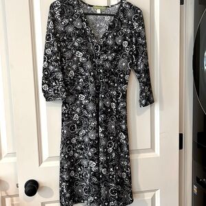 Sigrid Olsen Black and White Floral Wrap-Style Dress